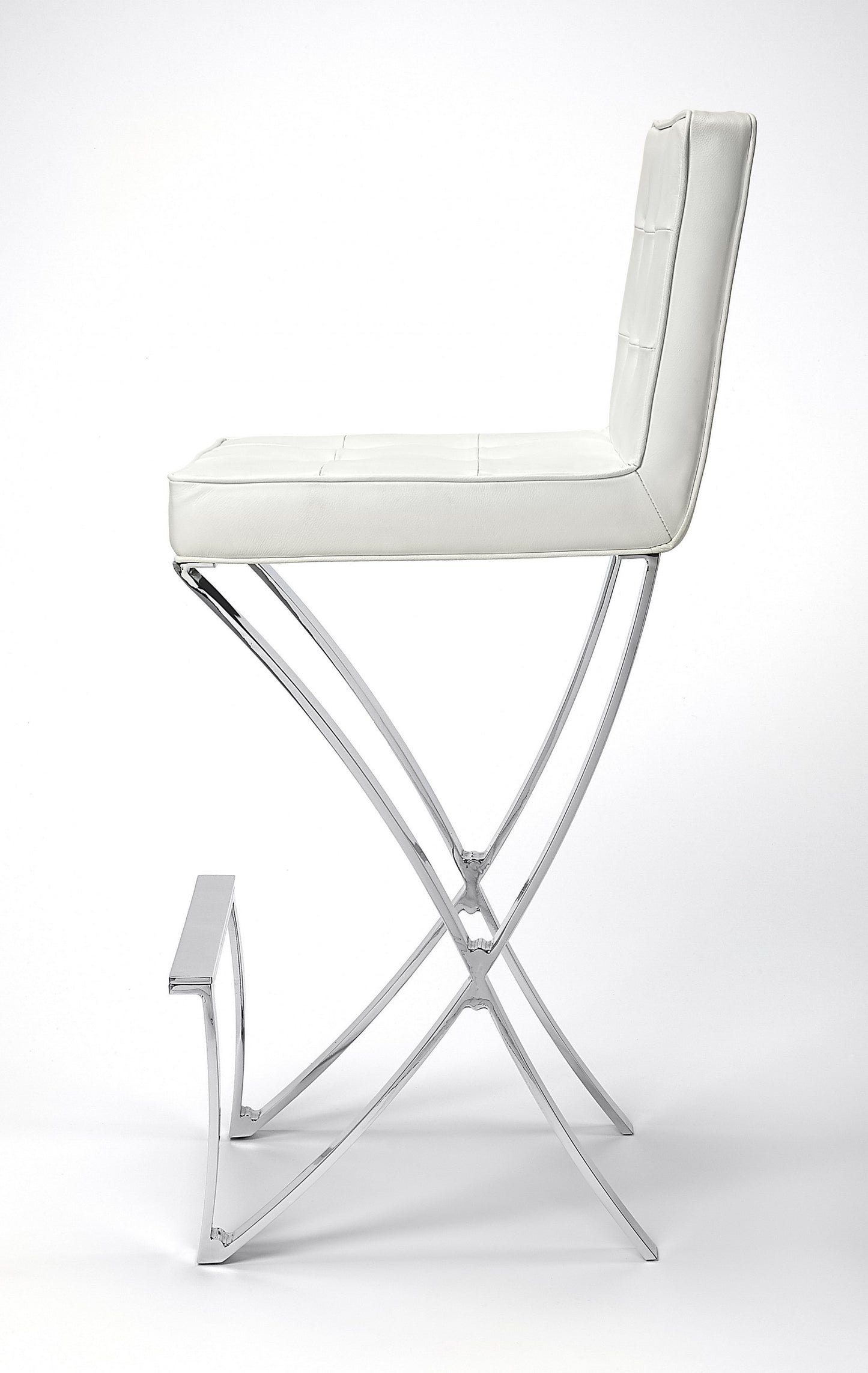 41" Off-white And Silver Bar Chair With Footrest