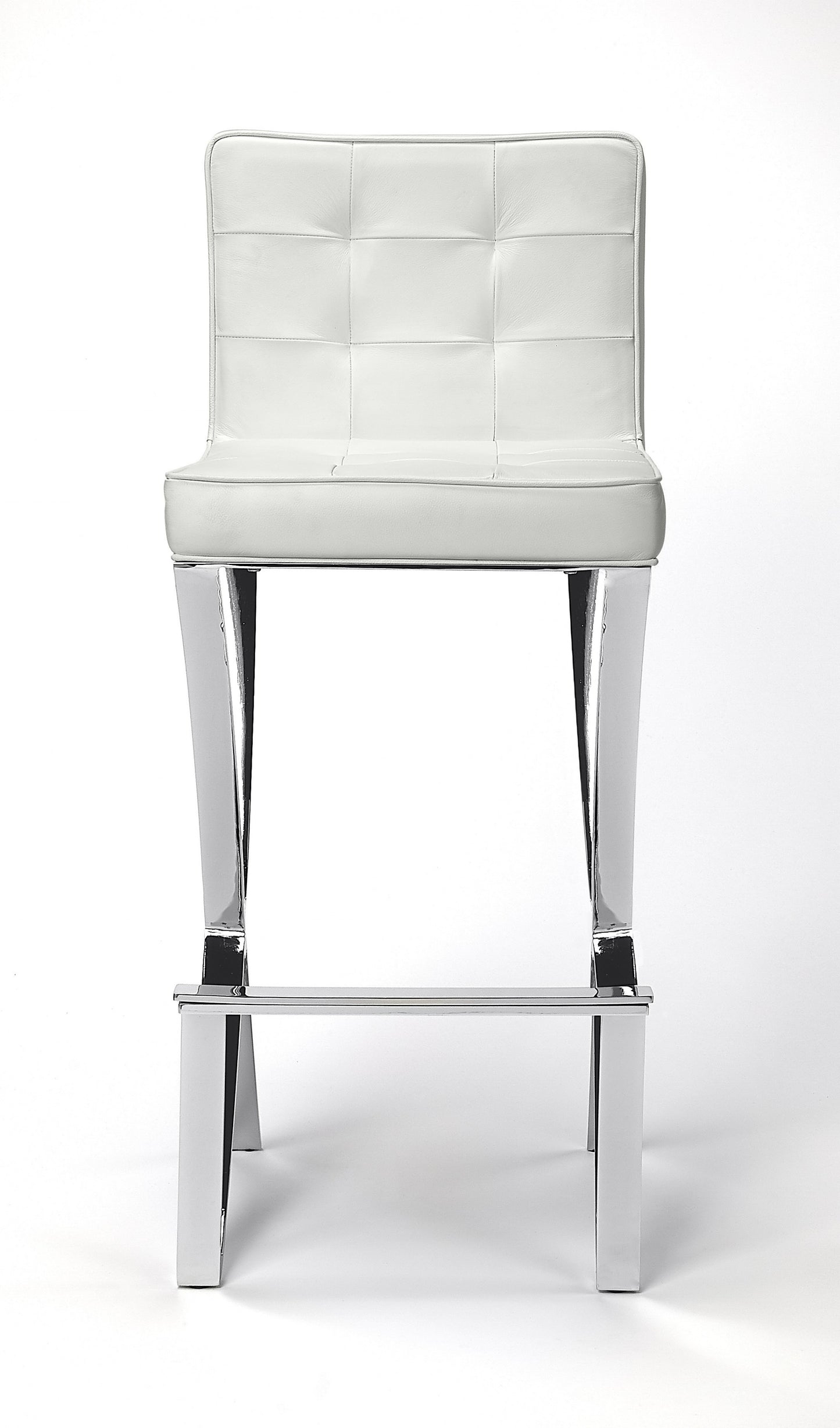 41" Off-white And Silver Bar Chair With Footrest