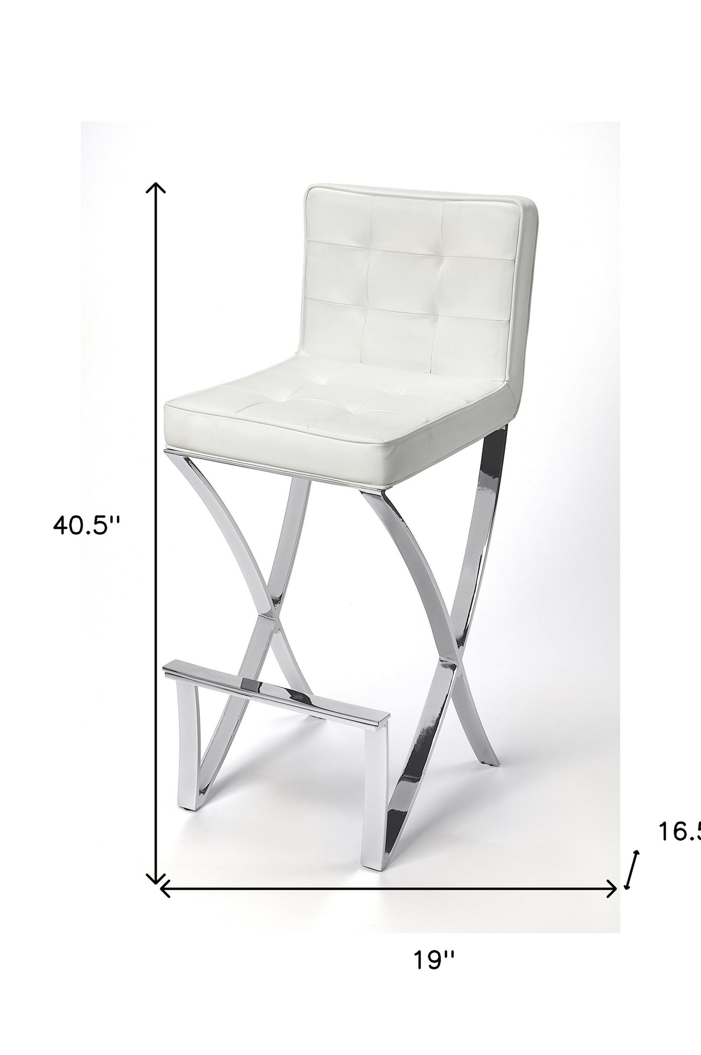41" Off-white And Silver Bar Chair With Footrest