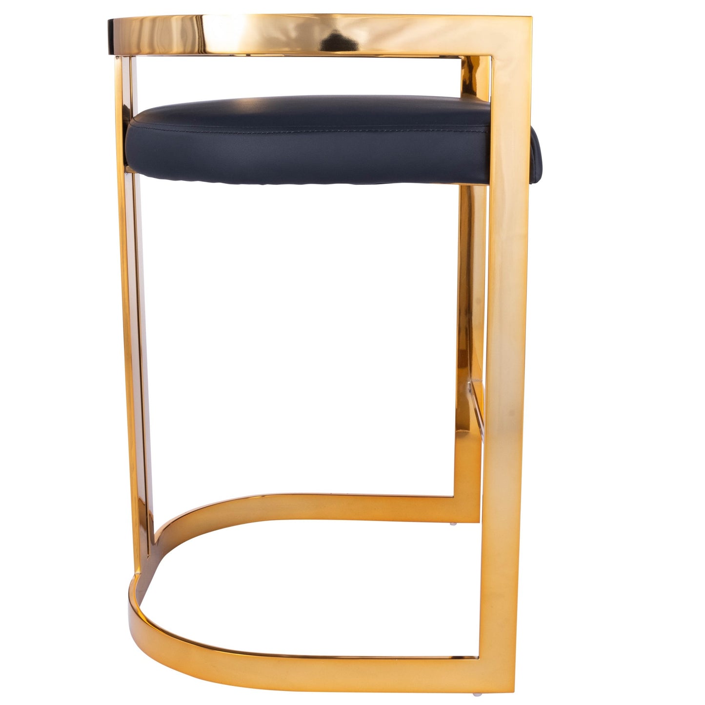 28" Black And Gold Low back Counter Height Bar Chair With Footrest