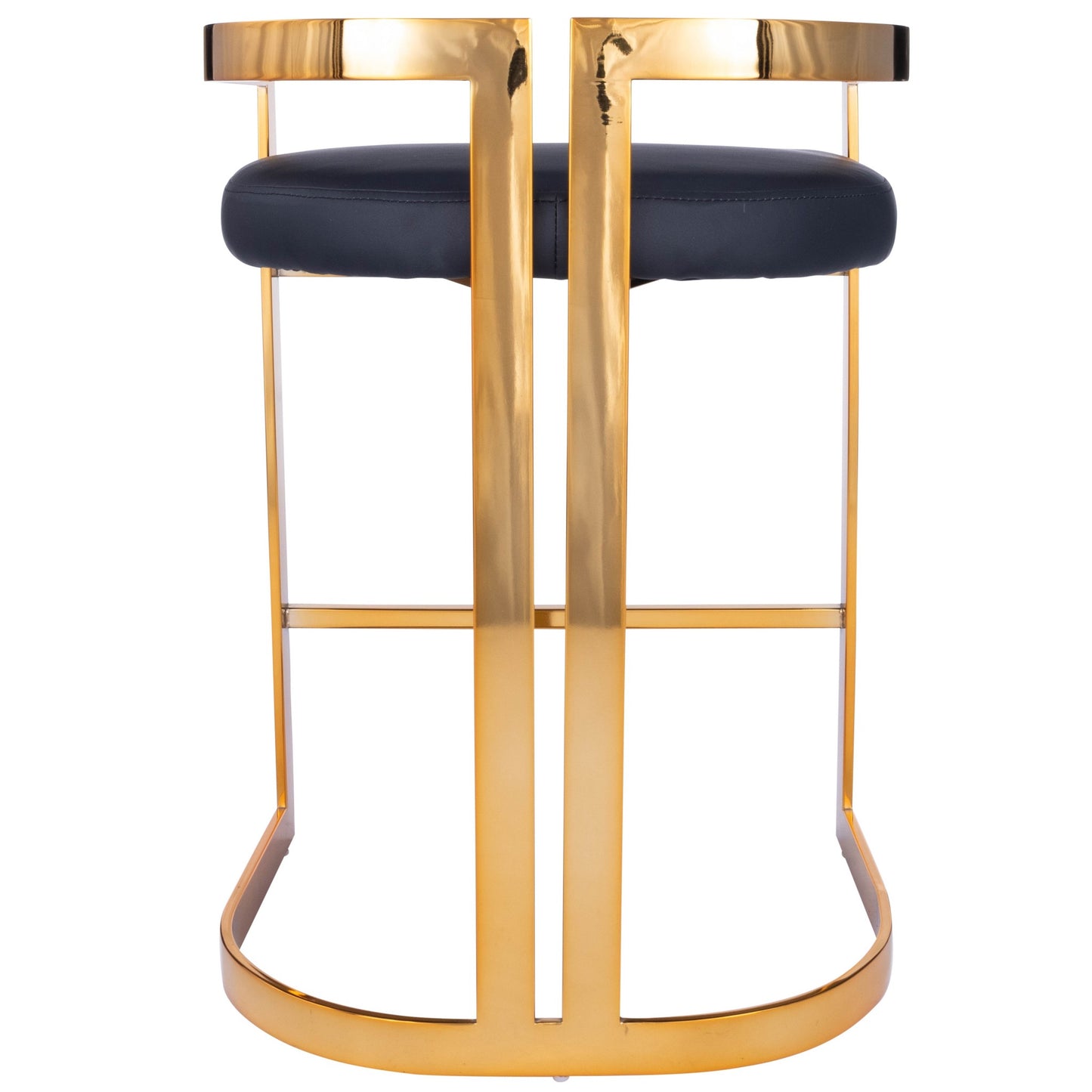 28" Black And Gold Low back Counter Height Bar Chair With Footrest