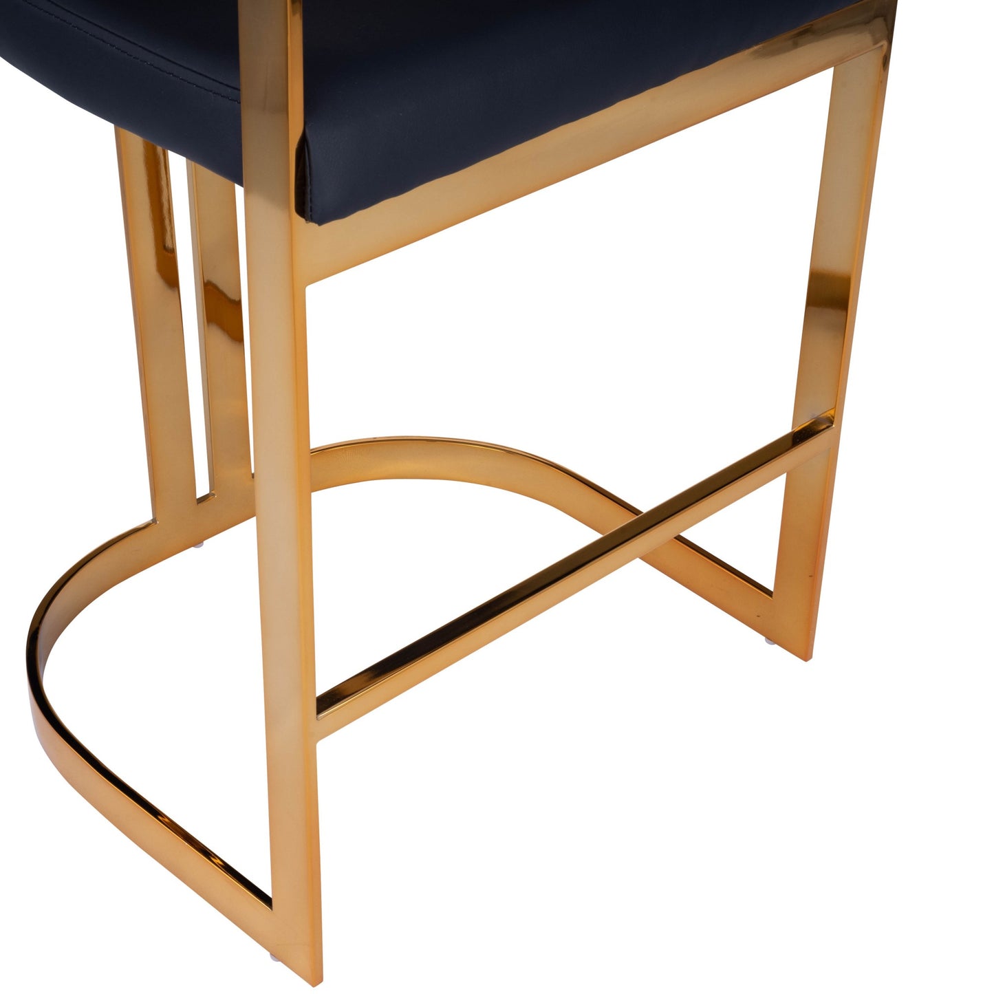 28" Black And Gold Low back Counter Height Bar Chair With Footrest