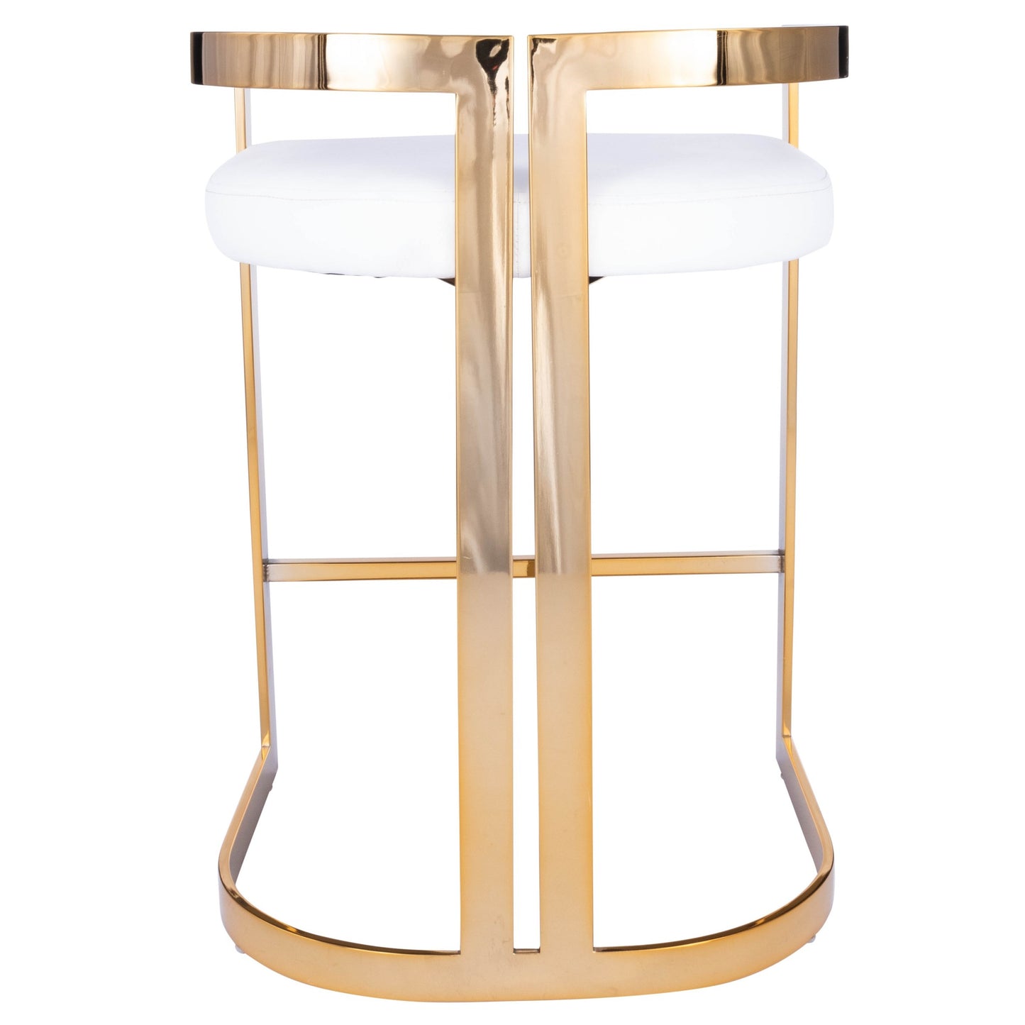 28" White And Gold Low back Counter Height Bar Chair With Footrest
