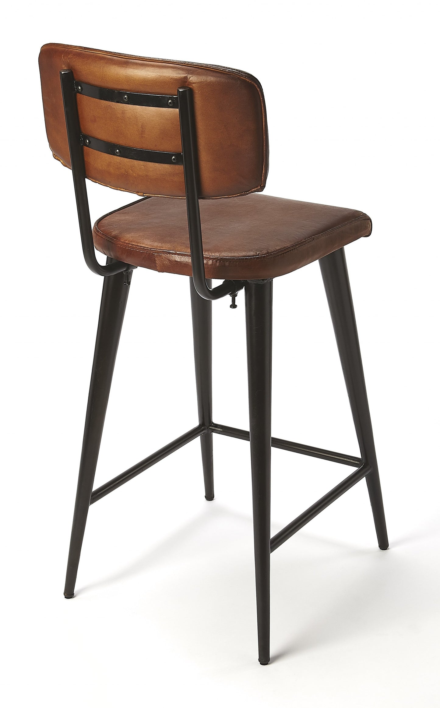 39" Brown And Black Bar Chair With Footrest