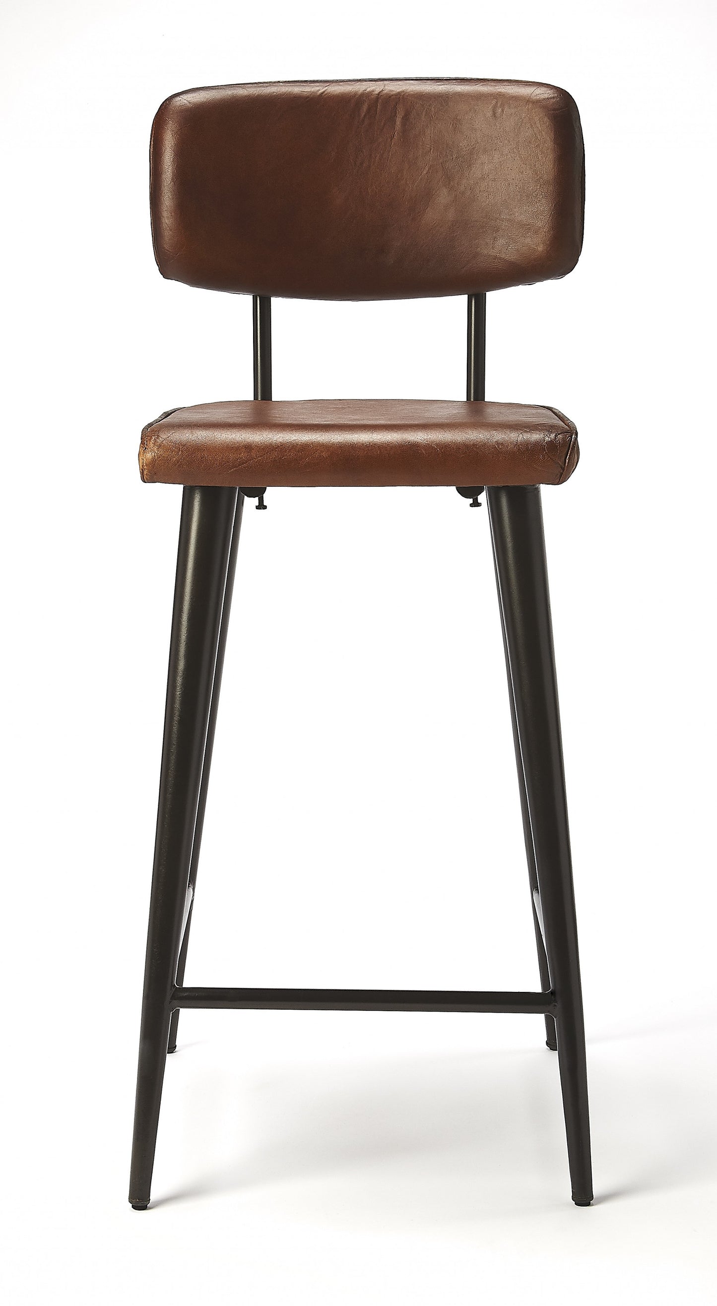 39" Brown And Black Bar Chair With Footrest