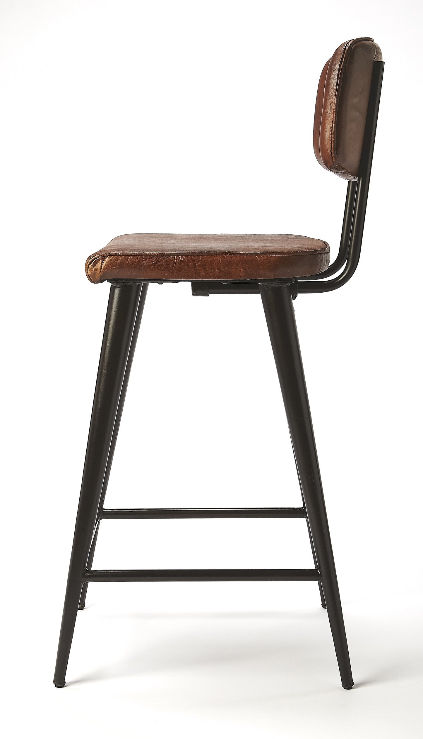 39" Brown And Black Bar Chair With Footrest