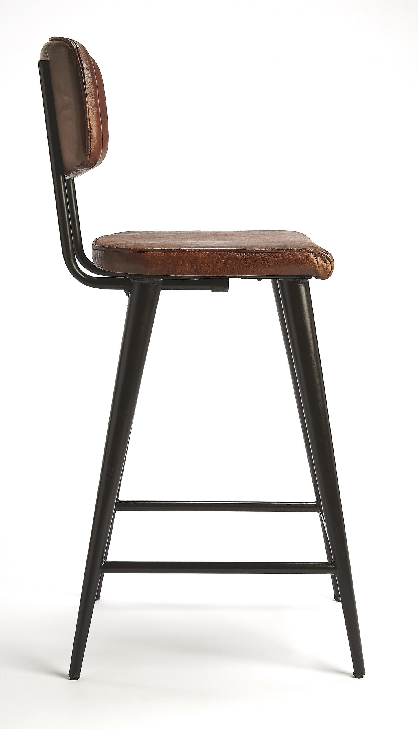 39" Brown And Black Bar Chair With Footrest