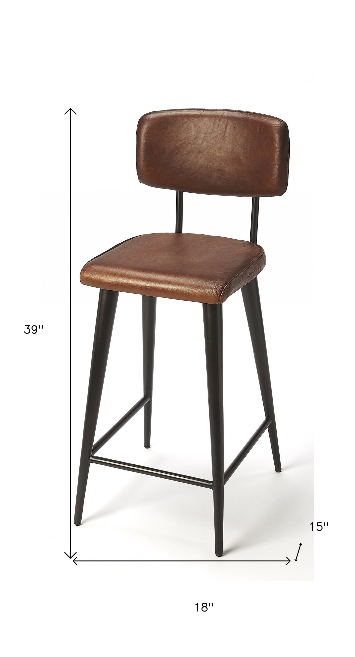 39" Brown And Black Bar Chair With Footrest