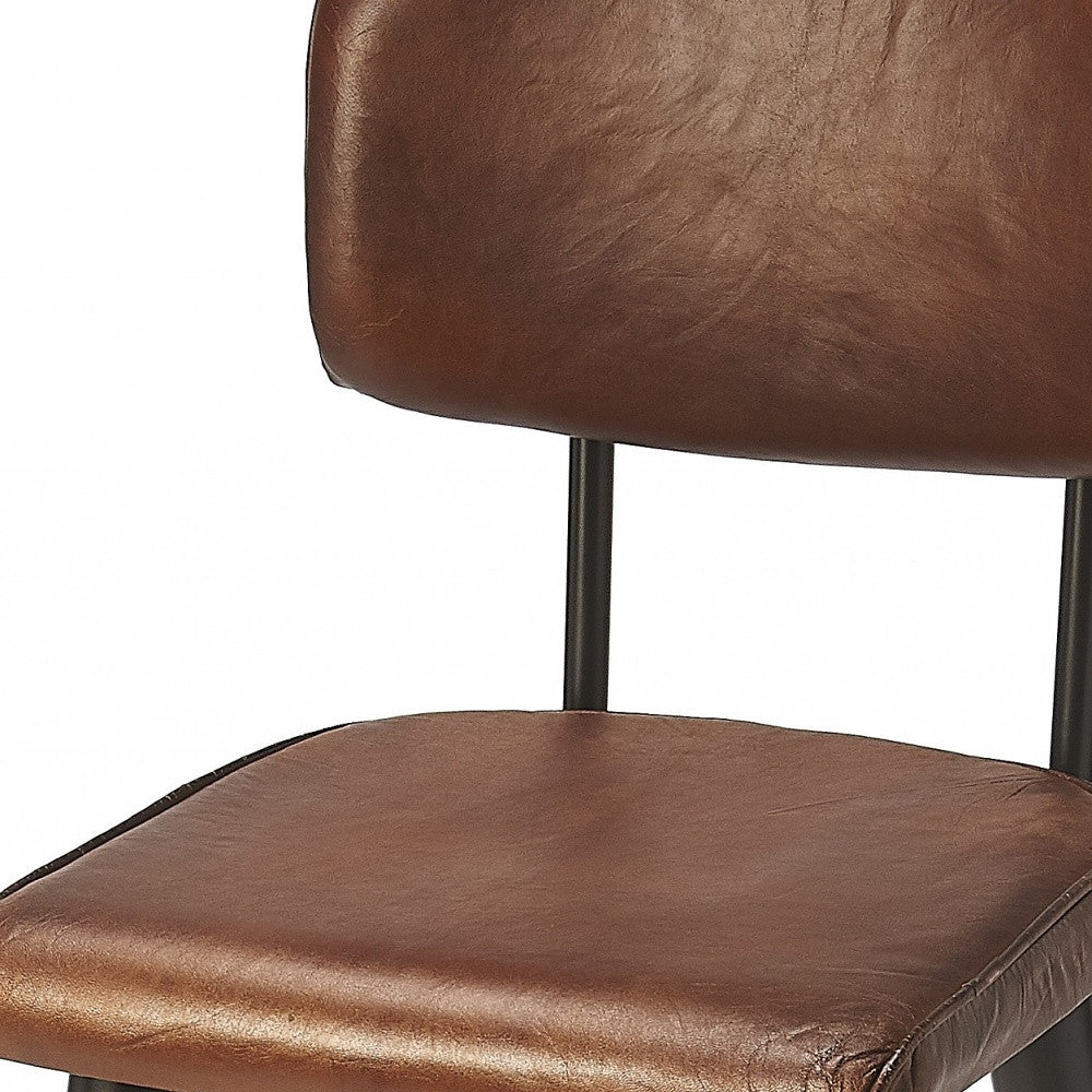 39" Brown And Black Bar Chair With Footrest