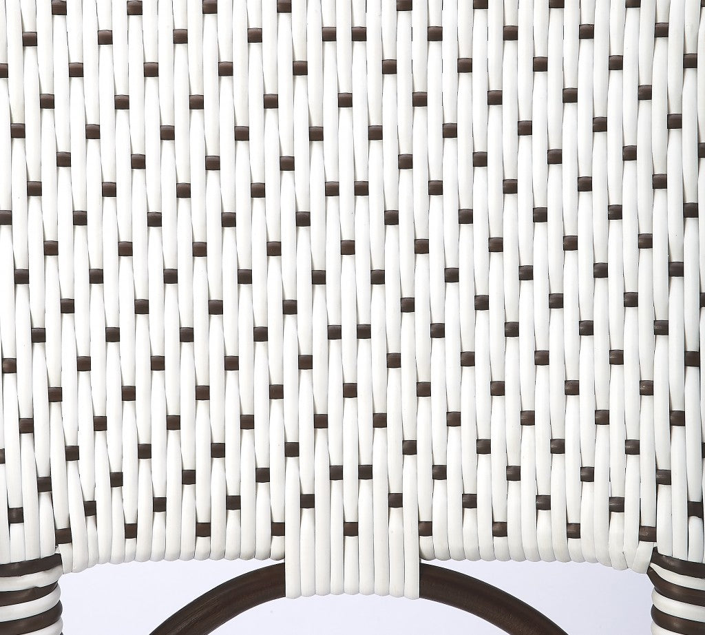 41" White And Dark Brown Rattan Bar Chair With Footrest