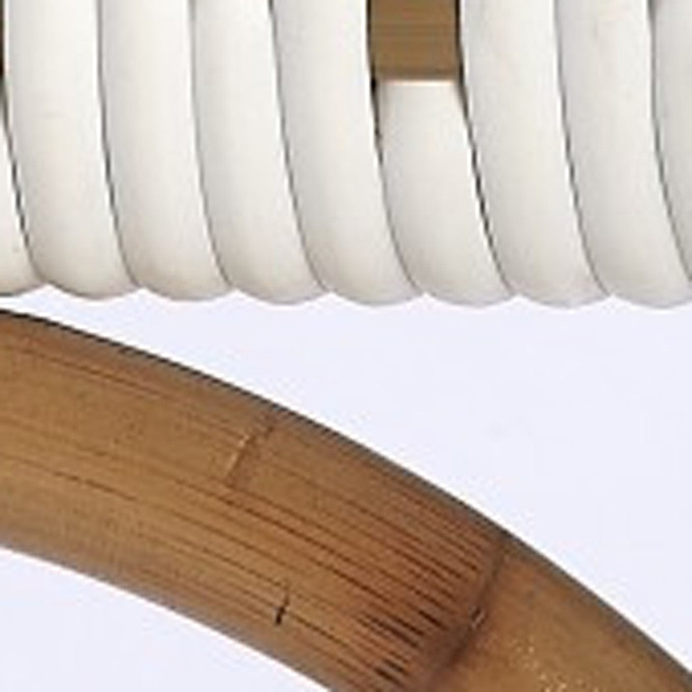 41" White And Natural Rattan Bar Chair With Footrest