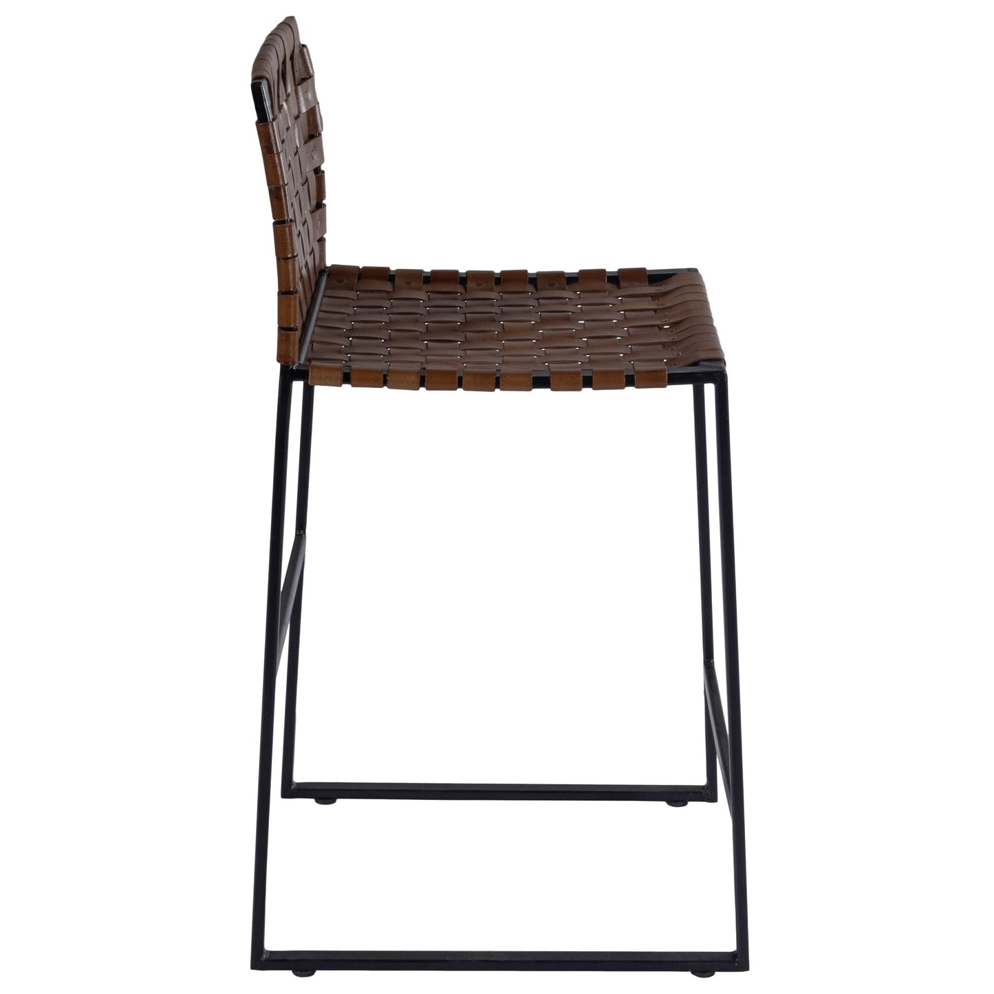 36" Brown And Black Leather Bar Chair With Footrest