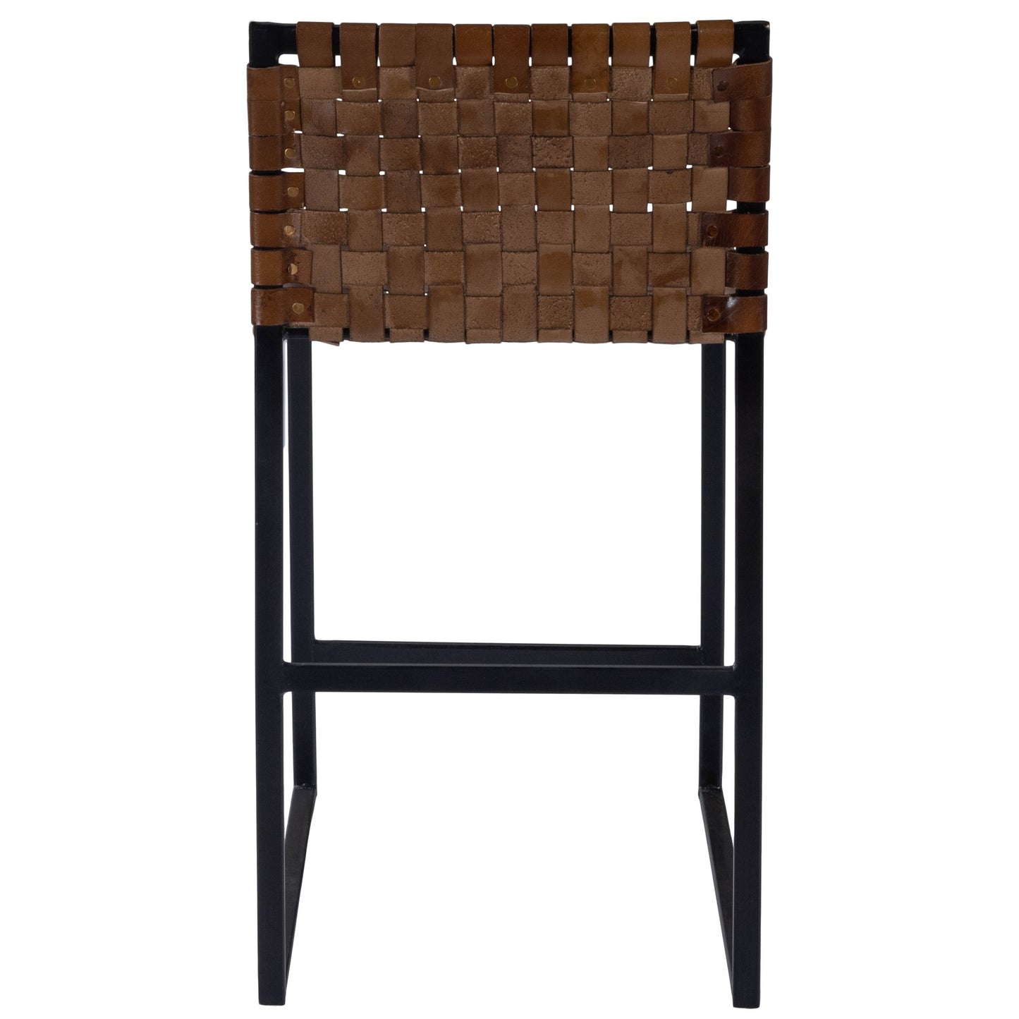 36" Brown And Black Leather Bar Chair With Footrest