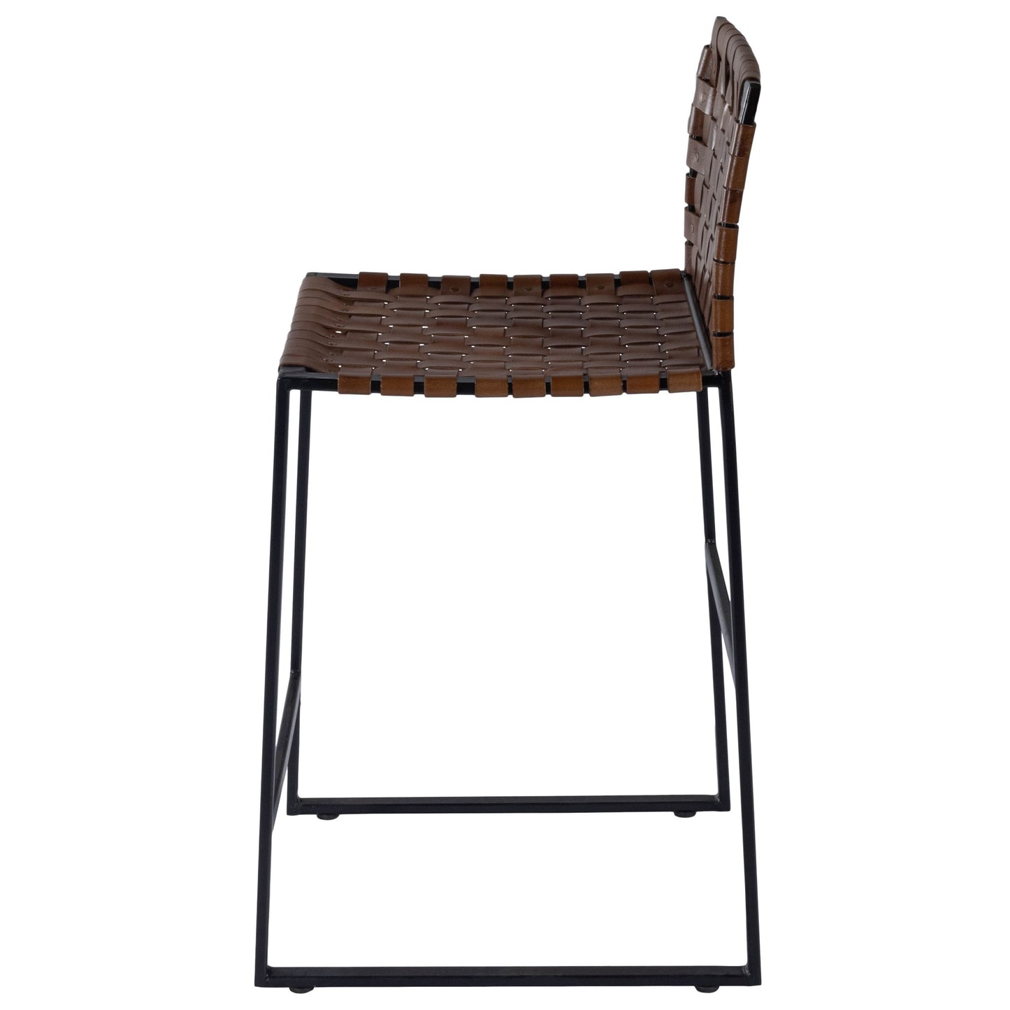 36" Brown And Black Leather Bar Chair With Footrest