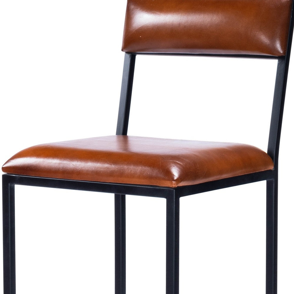38" Brown And Black Iron Bar Chair With Footrest