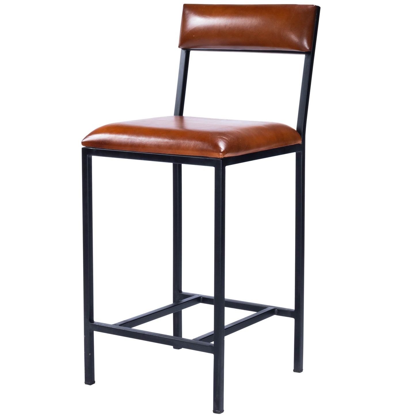 38" Brown And Black Iron Bar Chair With Footrest