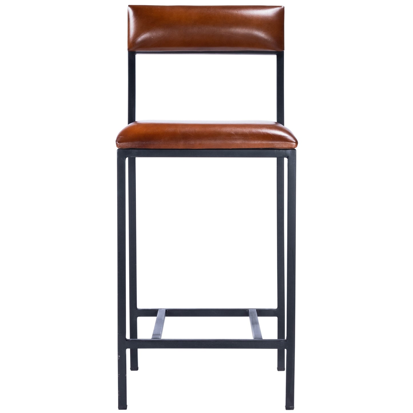 38" Brown And Black Iron Bar Chair With Footrest