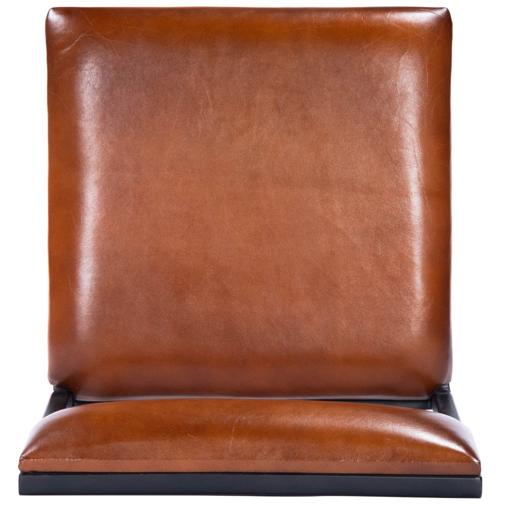 38" Brown And Black Iron Bar Chair With Footrest