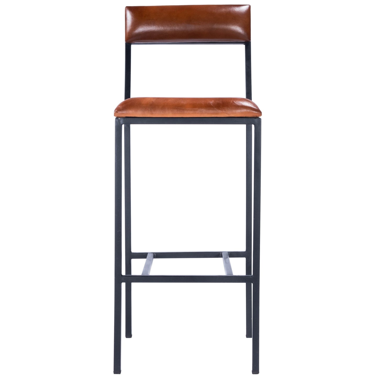 43" Brown And Black Iron Bar Chair With Footrest