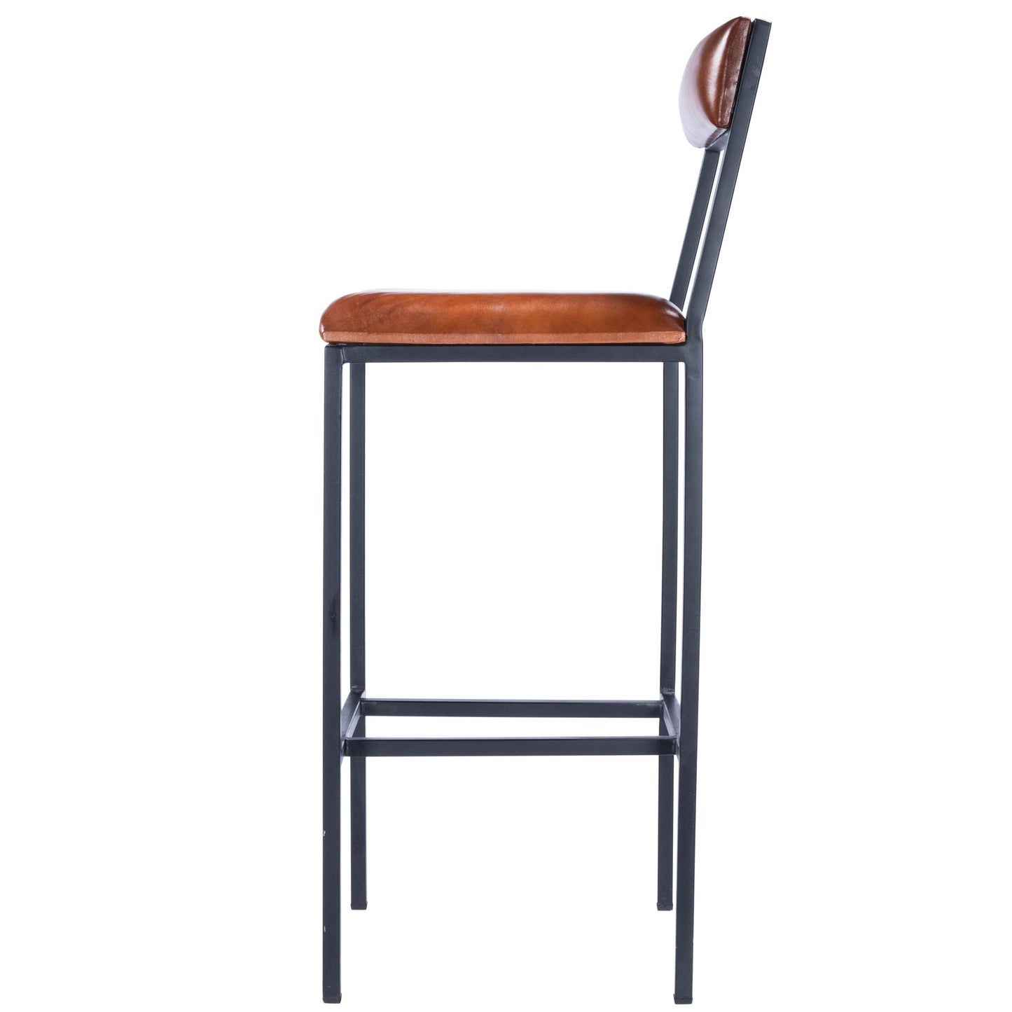 43" Brown And Black Iron Bar Chair With Footrest