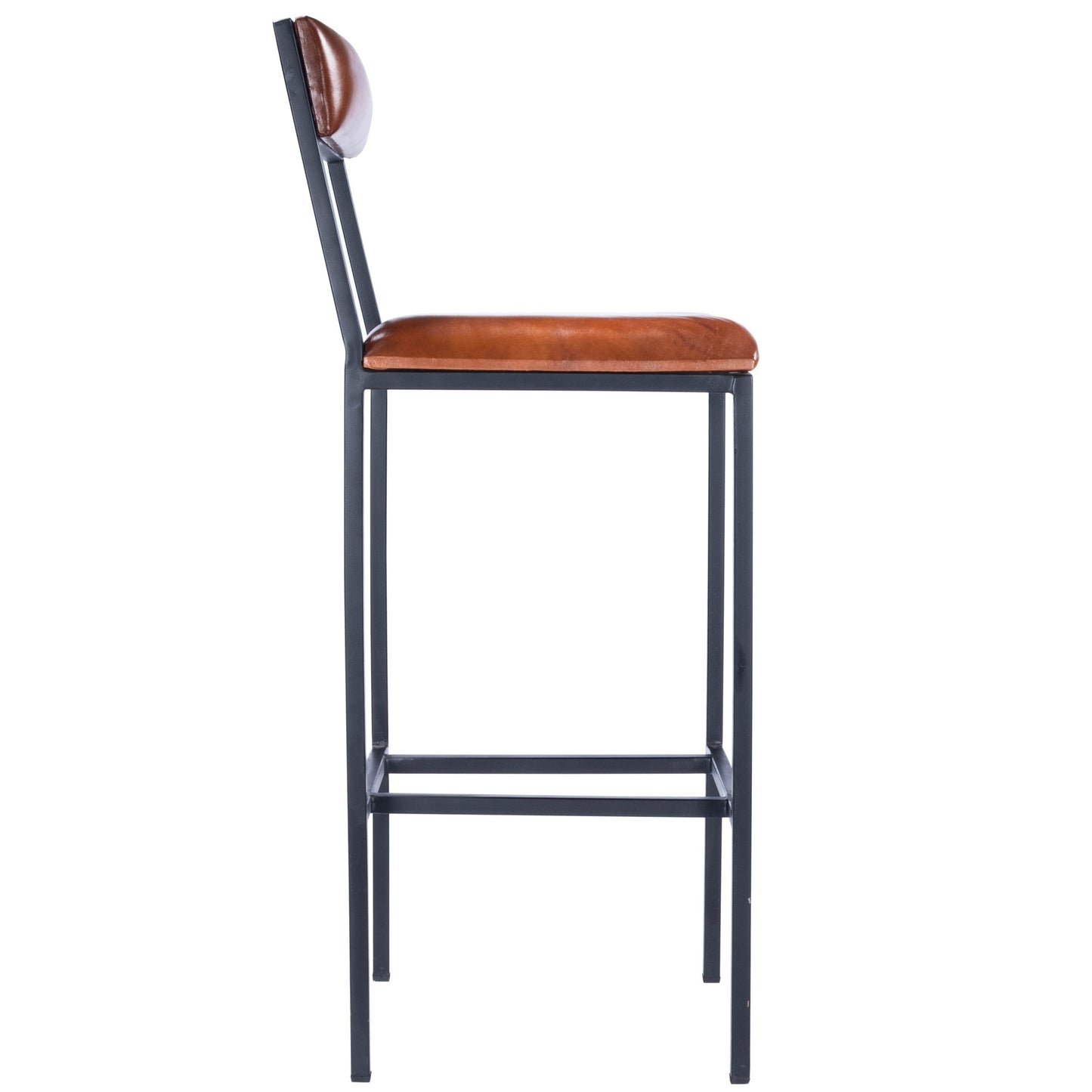 43" Brown And Black Iron Bar Chair With Footrest