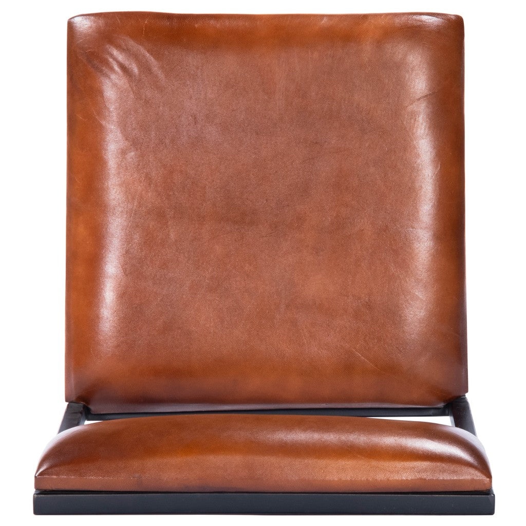 43" Brown And Black Iron Bar Chair With Footrest