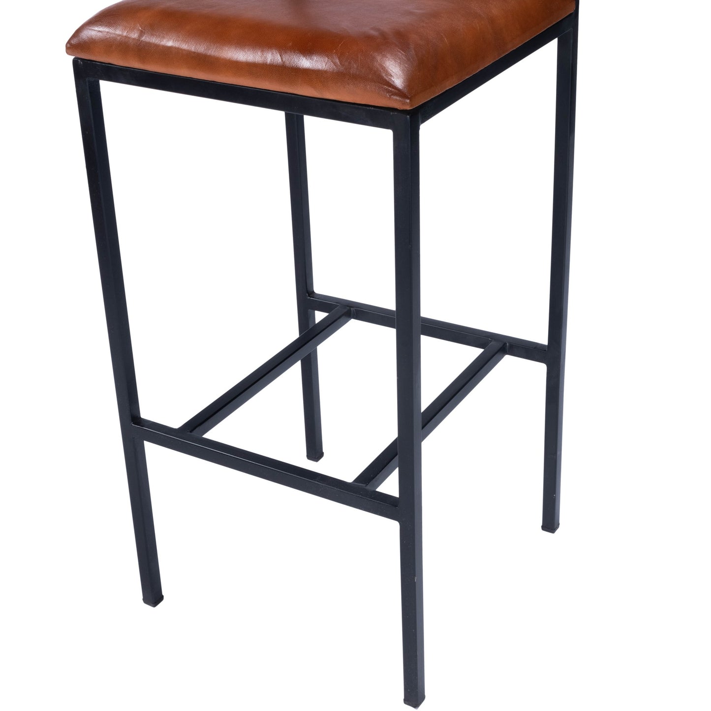 43" Brown And Black Iron Bar Chair With Footrest