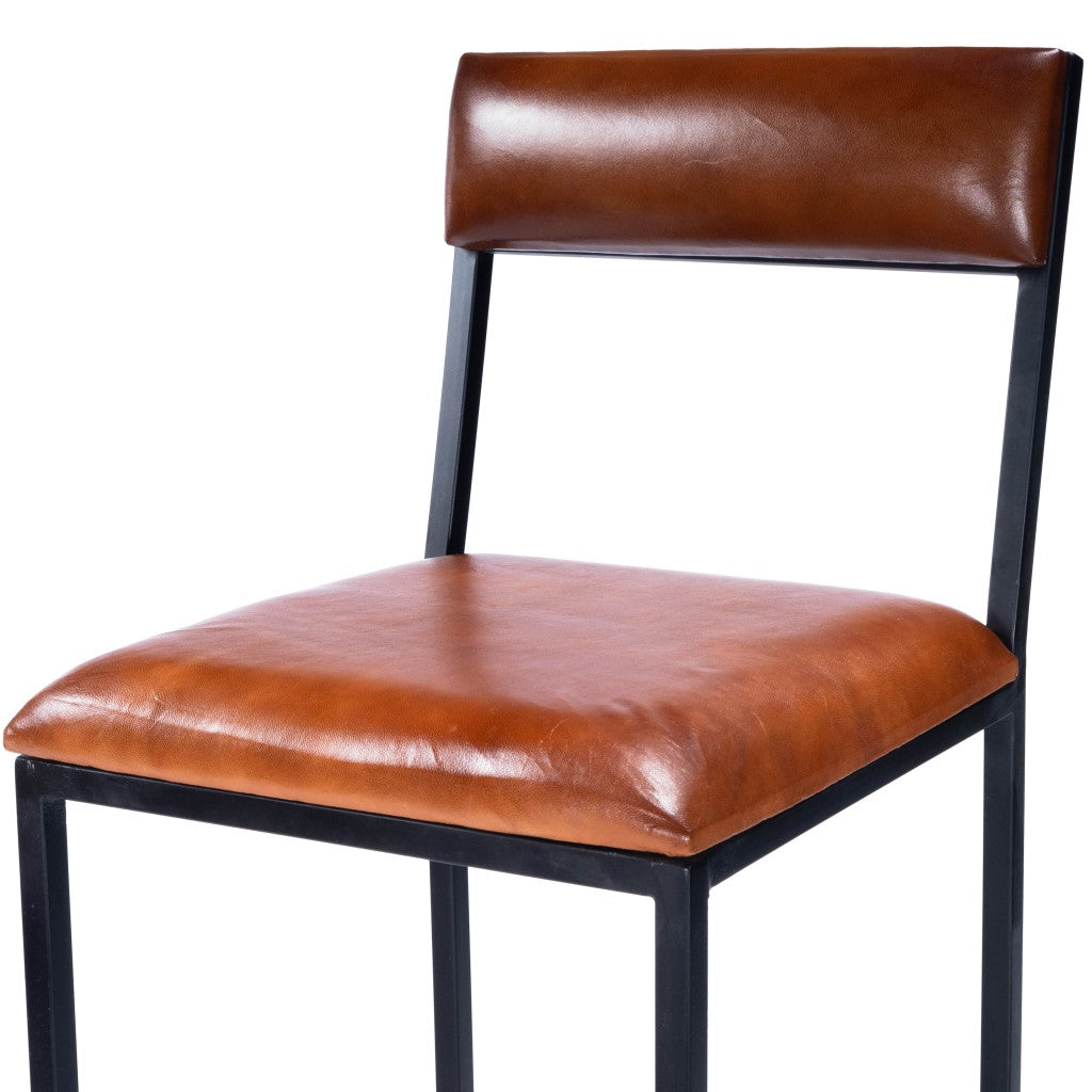 43" Brown And Black Iron Bar Chair With Footrest