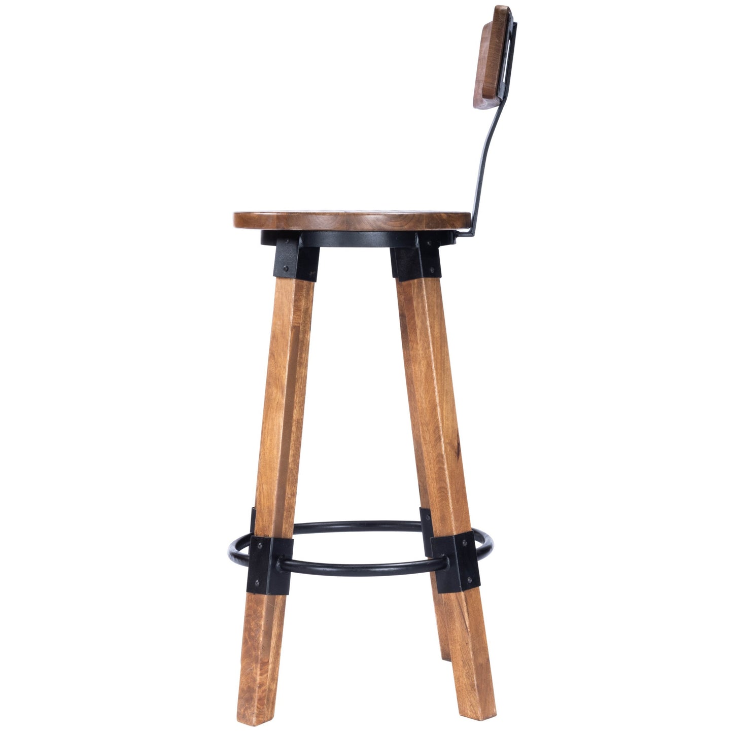 42" Brown And Natural Iron Bar Chair With Footrest