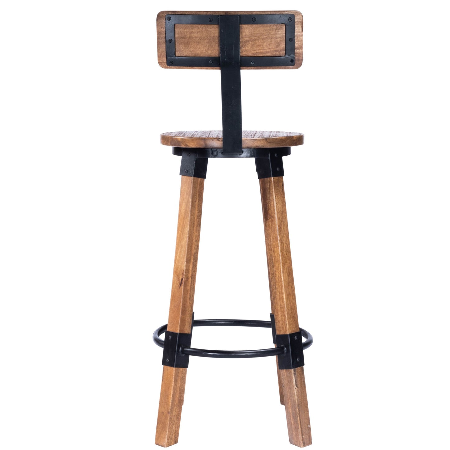 42" Brown And Natural Iron Bar Chair With Footrest