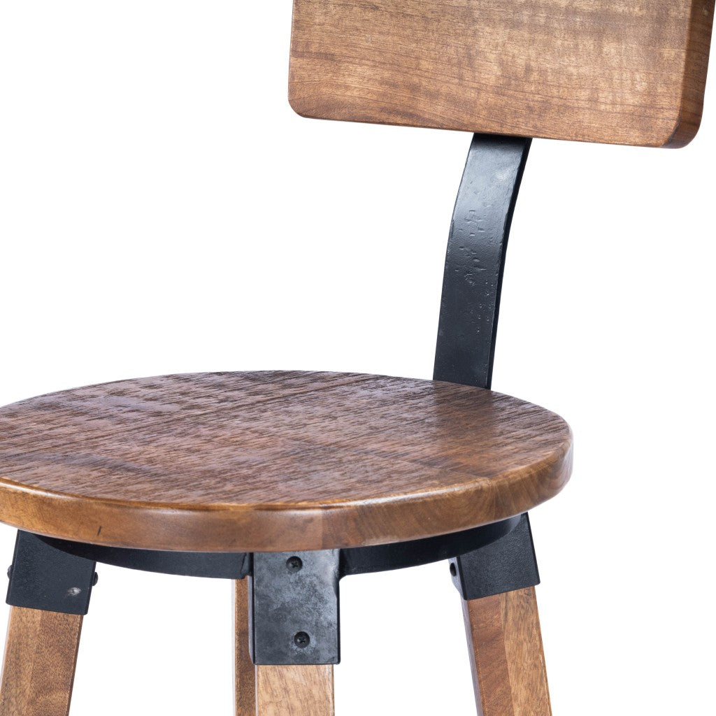 42" Brown And Natural Iron Bar Chair With Footrest