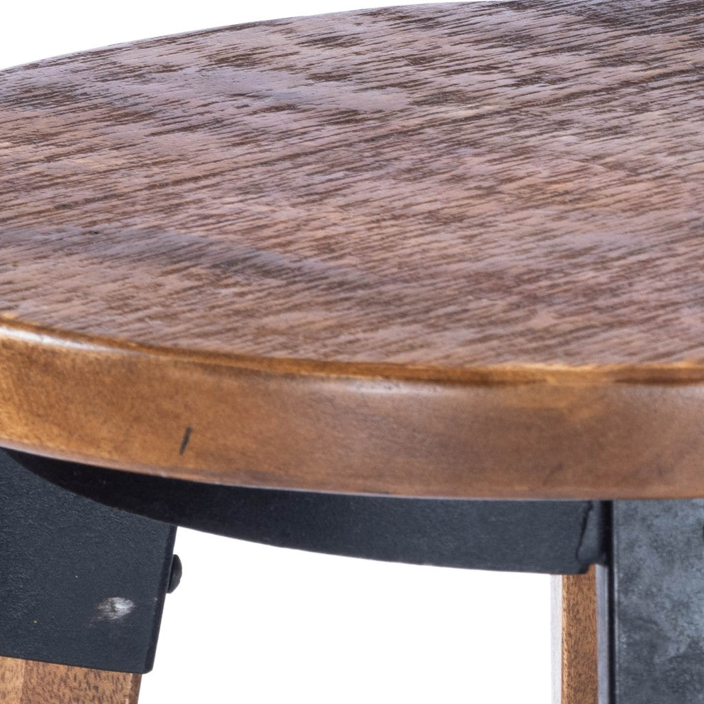 42" Brown And Natural Iron Bar Chair With Footrest