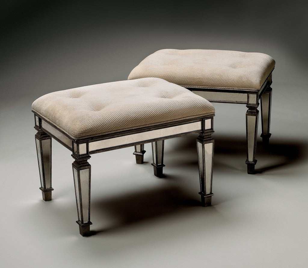 25" Chocolate And Ivory Upholstered 100% Cotton Bedroom Bench