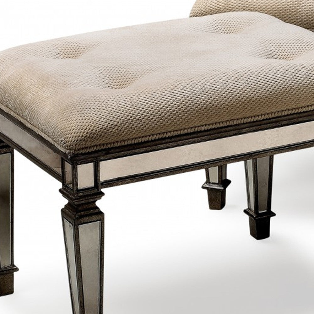 25" Chocolate And Ivory Upholstered 100% Cotton Bedroom Bench