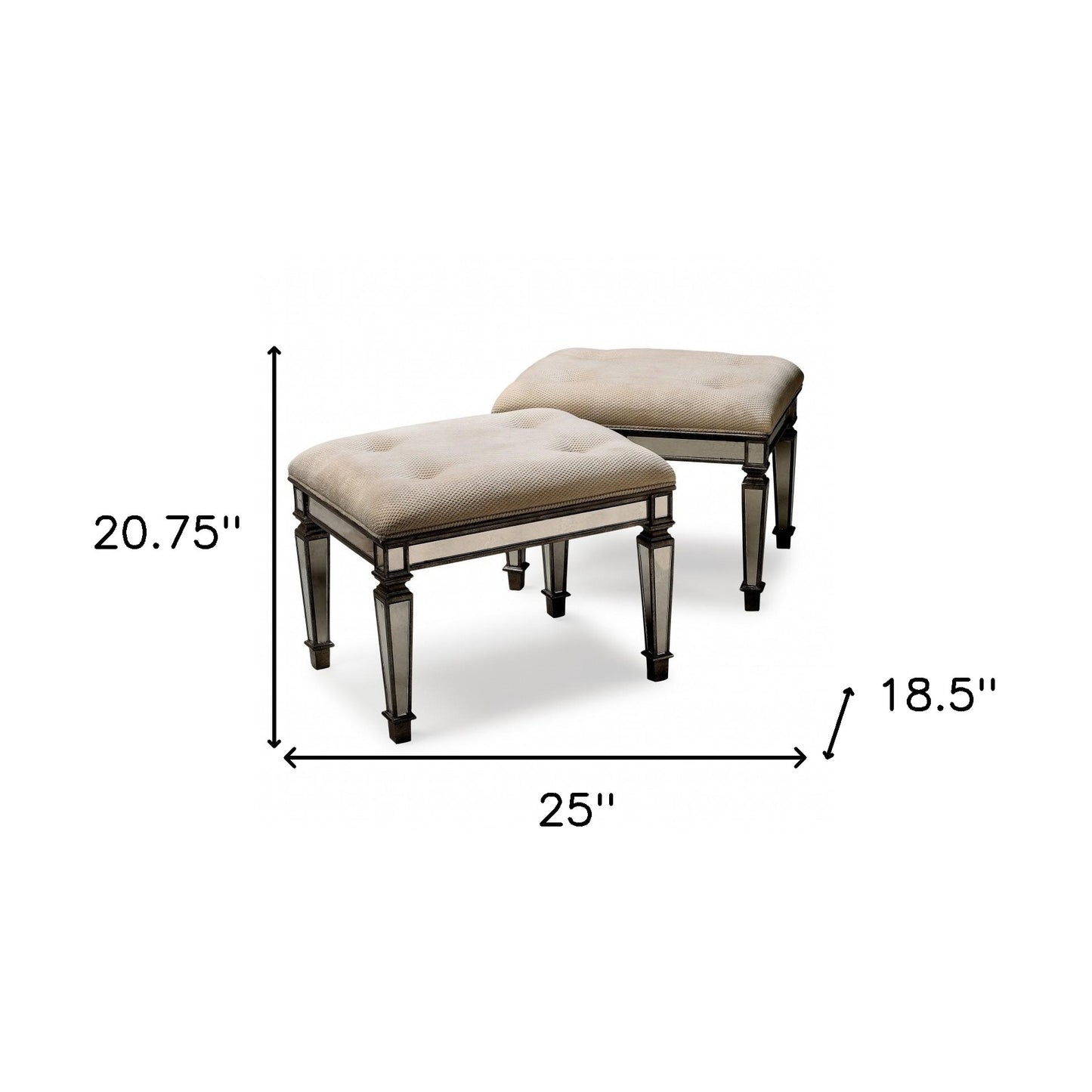 25" Chocolate And Ivory Upholstered 100% Cotton Bedroom Bench