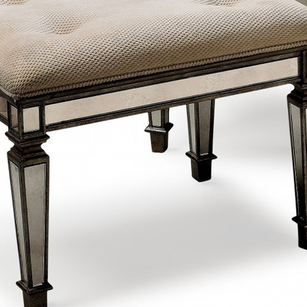 25" Chocolate And Ivory Upholstered 100% Cotton Bedroom Bench