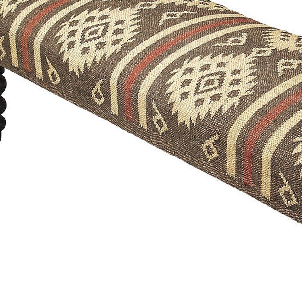 48" Brown Upholstered Wool Southwest Distressed Bench