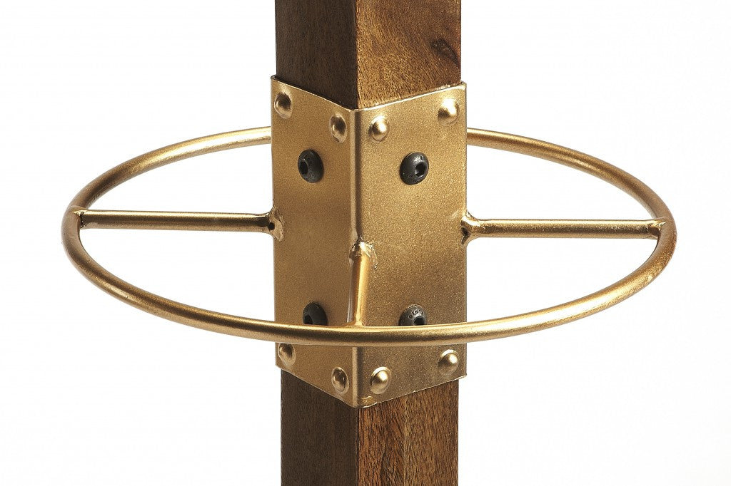 Logan Square Wood & Antique Gold Coat Rack Tree