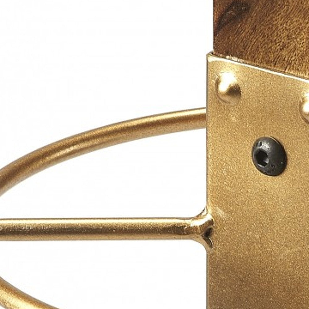 Logan Square Wood & Antique Gold Coat Rack Tree