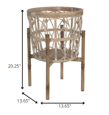 20" Brown Solid Wood Round End Table