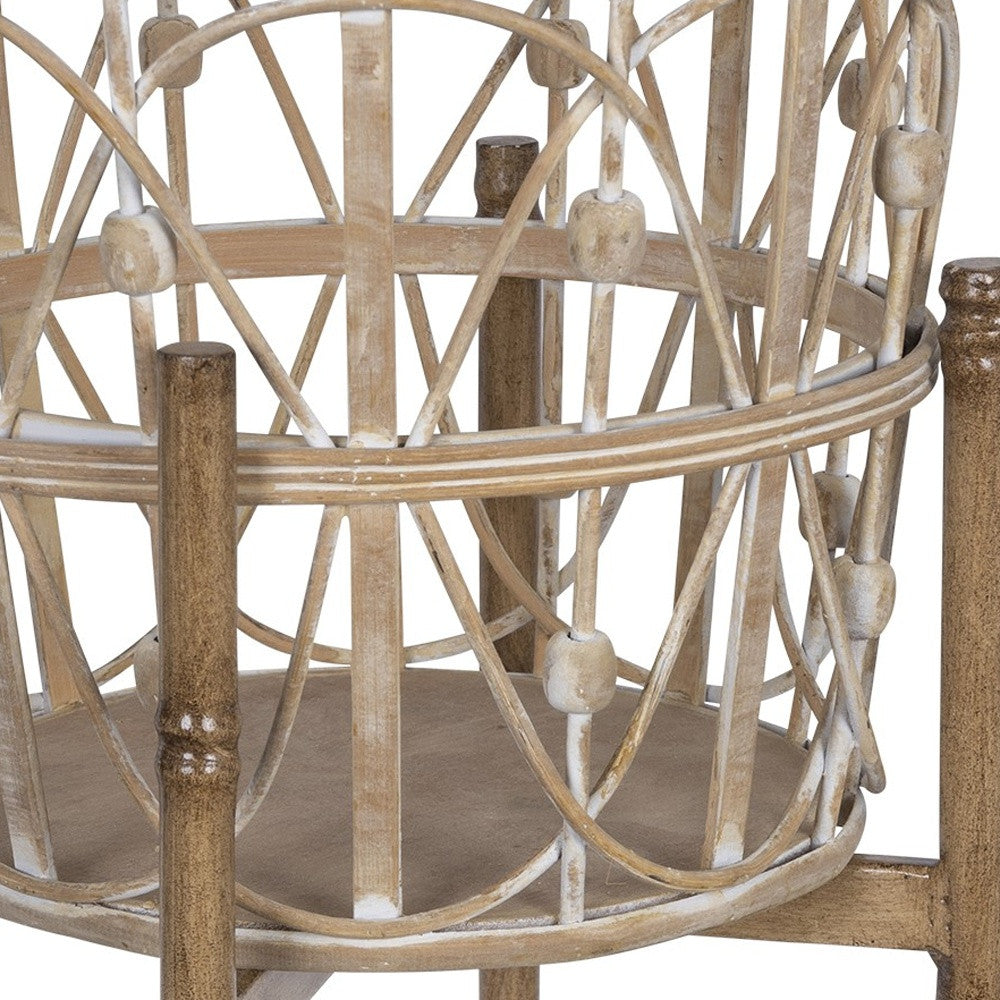 20" Brown Solid Wood Round End Table