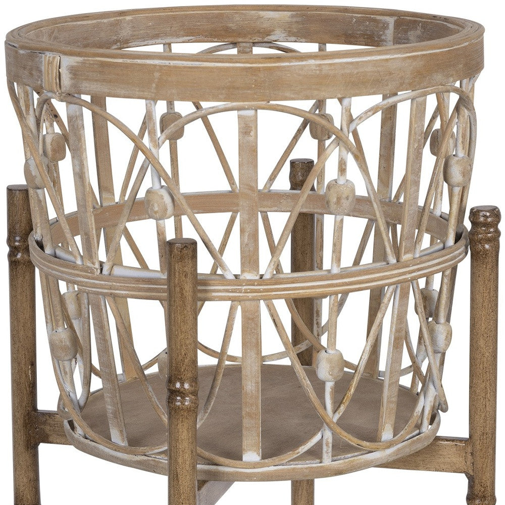 20" Brown Solid Wood Round End Table