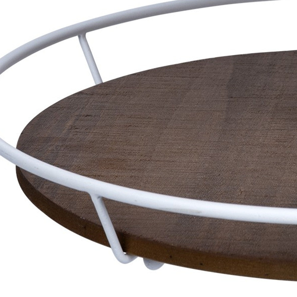 Three Tiered Metal And Wood Decorative Stand