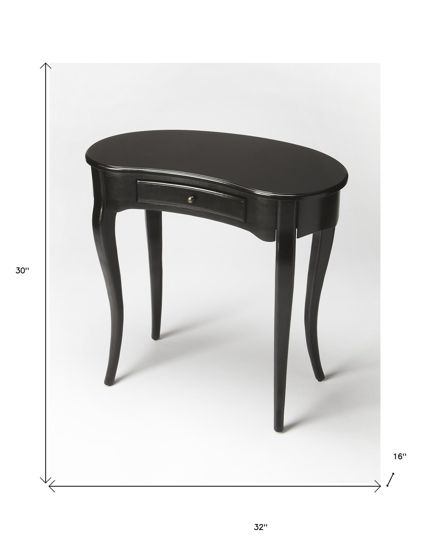 32" Black Poplar Wood Writing Desk