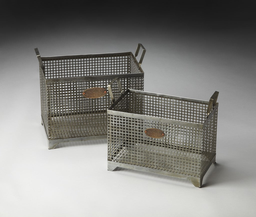 Set Of 2 Iron Storage Baskets