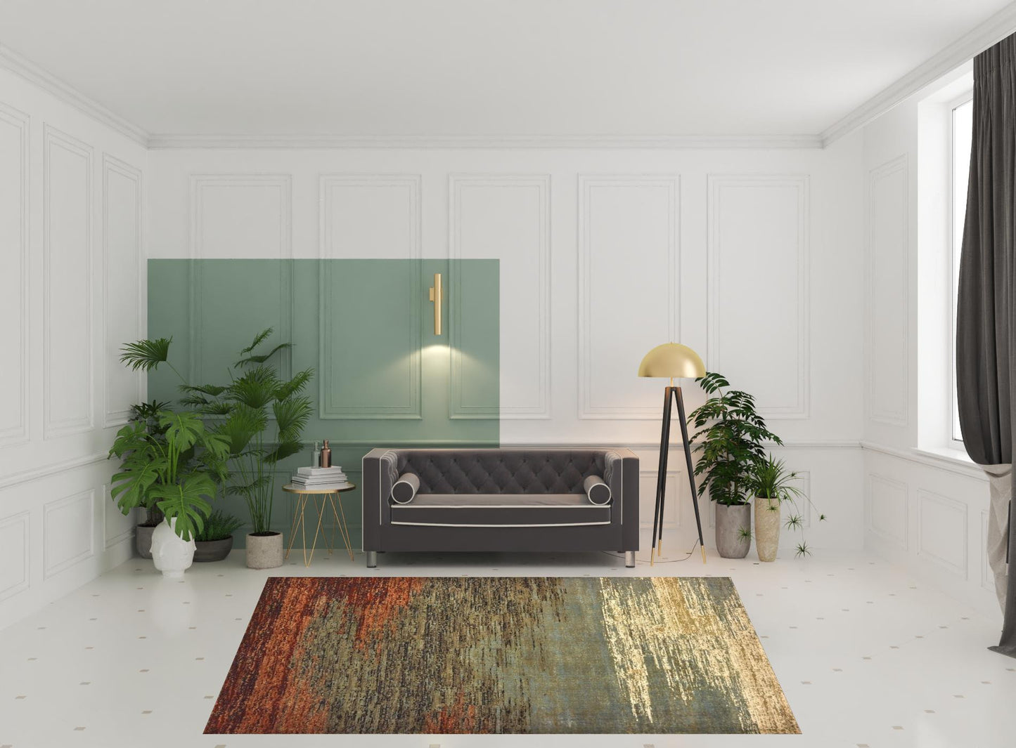 5’X7’ Blue And Brown Distressed Area Rug