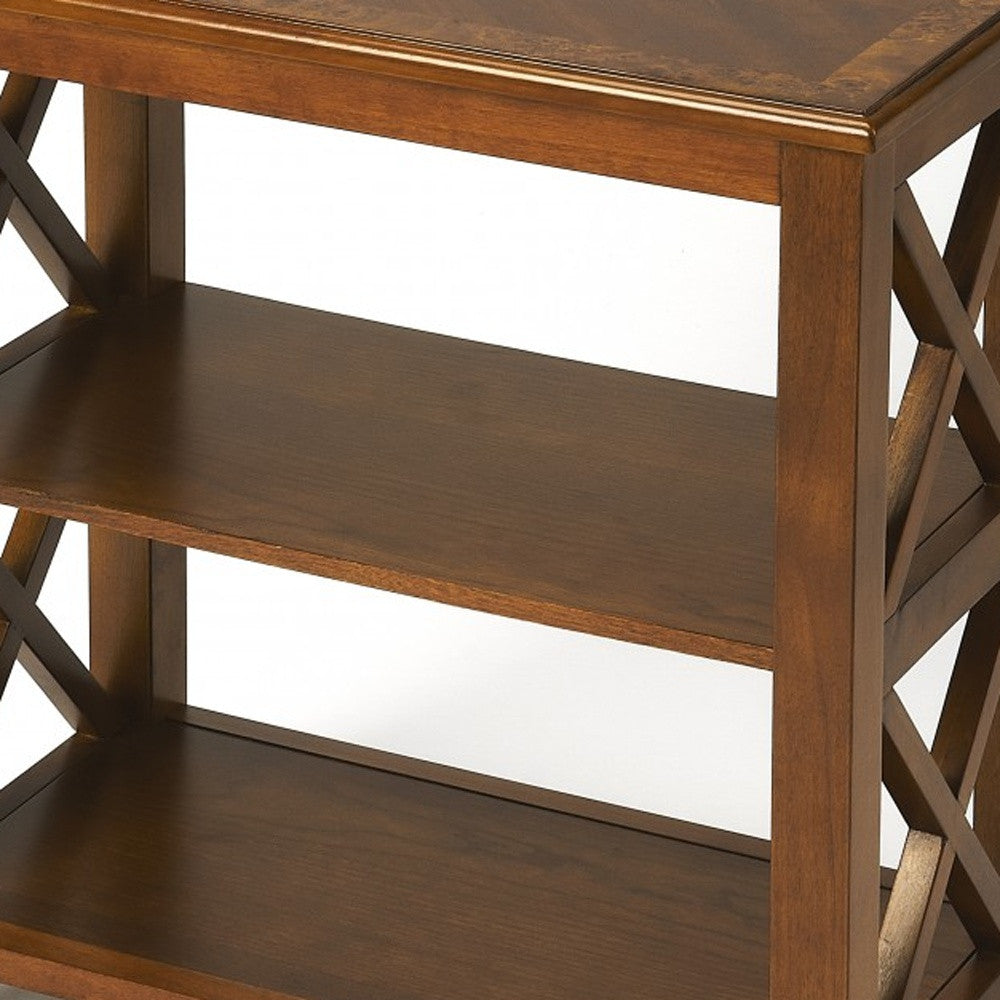 25" Brown Two Tier Standard Bookcase