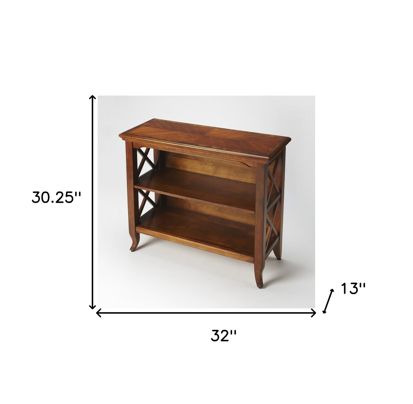 30" Brown Two Tier Standard Bookcase