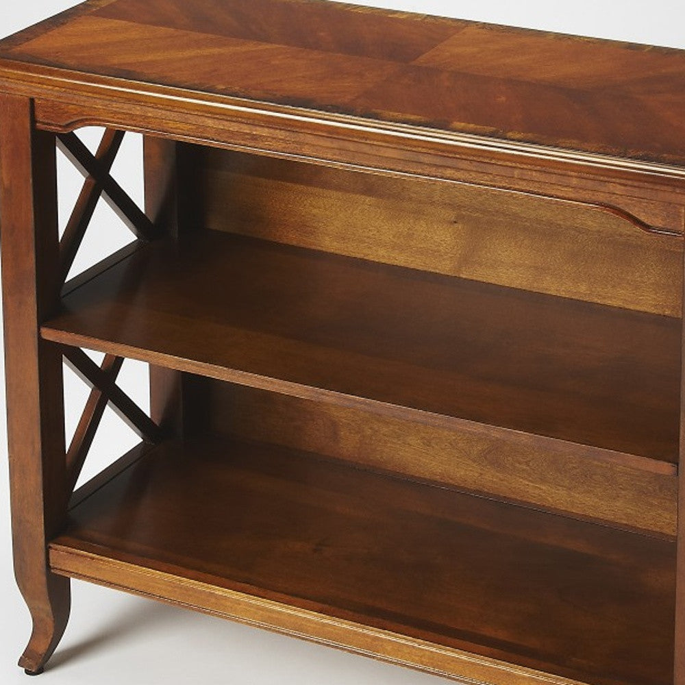 30" Brown Two Tier Standard Bookcase