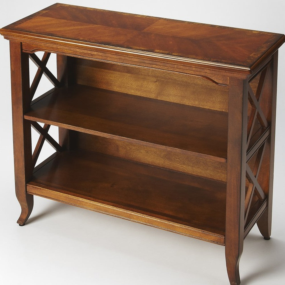 30" Brown Two Tier Standard Bookcase